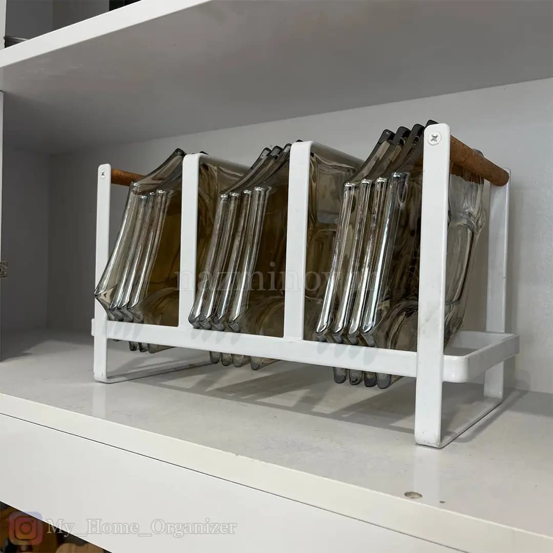 استند بشقاب کابینتی فلزی با دسته چوبی — تصویر ۳