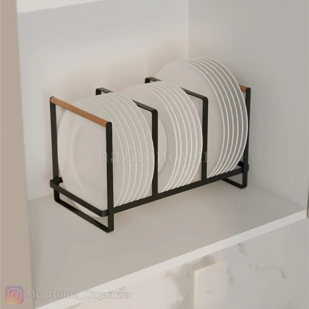 استند بشقاب کابینتی فلزی با دسته چوبی — تصویر ۴