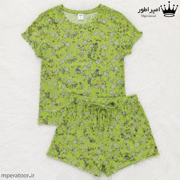 ست تی شرت یقه گرد و شورتک زنانه کد G07 — تصویر ۴