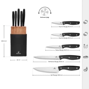ست چاقو 6پارچه کاراجا mastercutمشکی — تصویر ۳