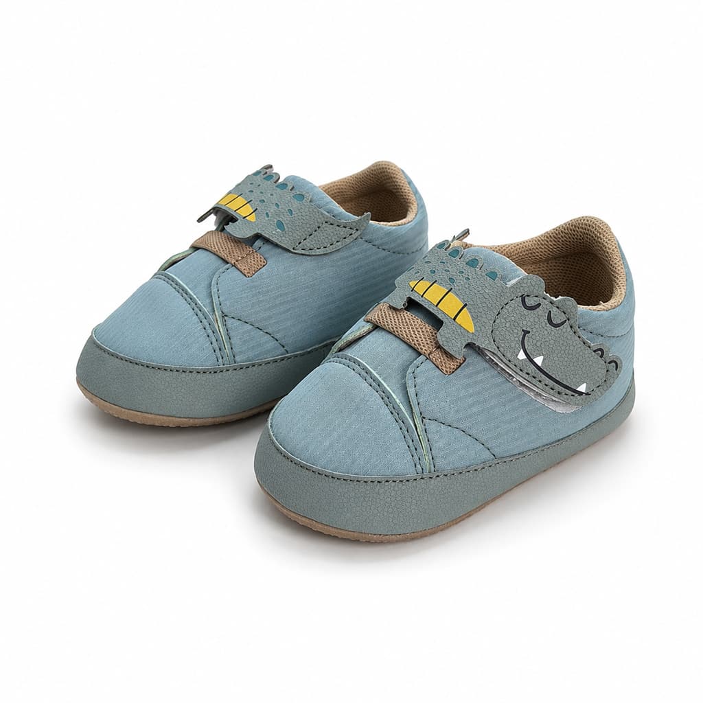 پاپوش نوزادی مدل Crocodile Blue | کفش نوزادی طرح تمساح — تصویر ۳