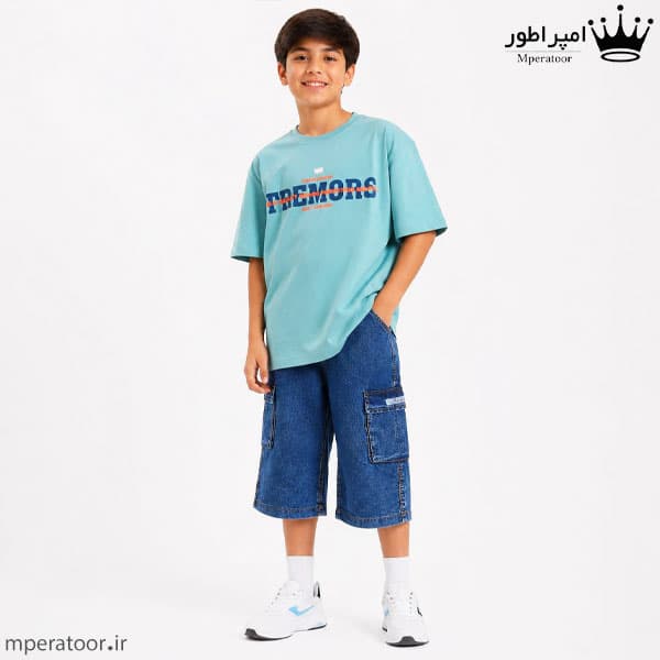 شلوارک جین و تیشرت پنبه بچه گانه مدل TREMORS