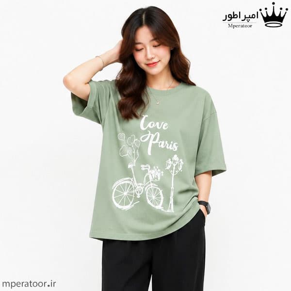 تیشرت لانگ زنانه مدل Love paris — تصویر ۷