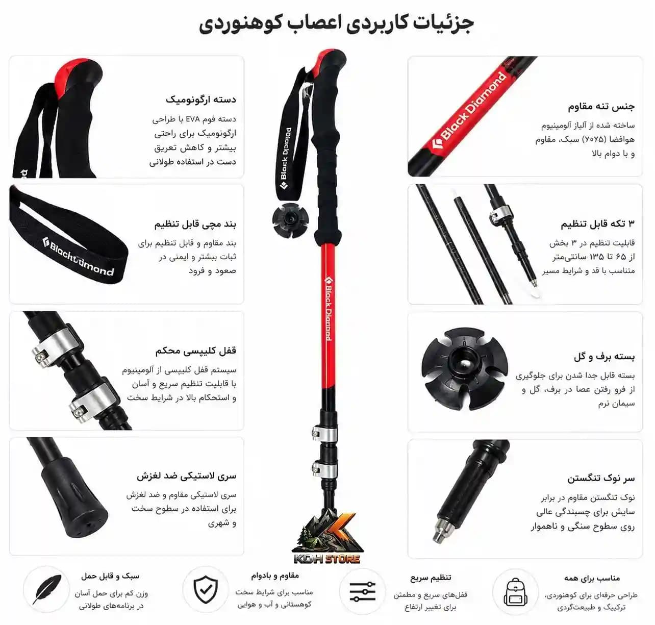 عصای کوهنوردی بلاک دایموند black diamond — تصویر ۶