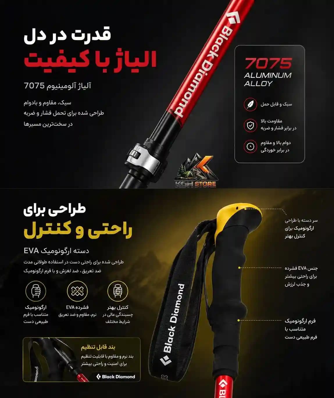 عصای کوهنوردی بلاک دایموند black diamond — تصویر ۸