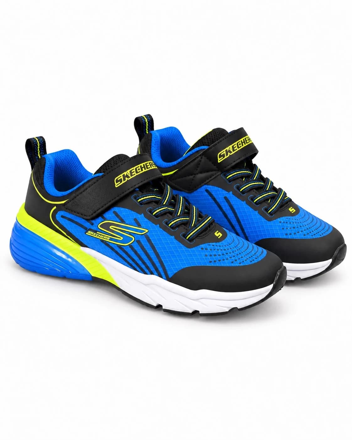 کتونی بچگانه SKECHERS مدل چسبی آبی /مشکی/فسفری