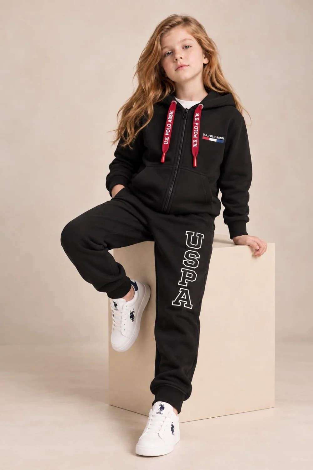 ست سویشرت شلوار پسرانه us.polo.assn مشکی — تصویر ۲