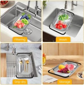 سبد سینک استیل دسته کشویی
