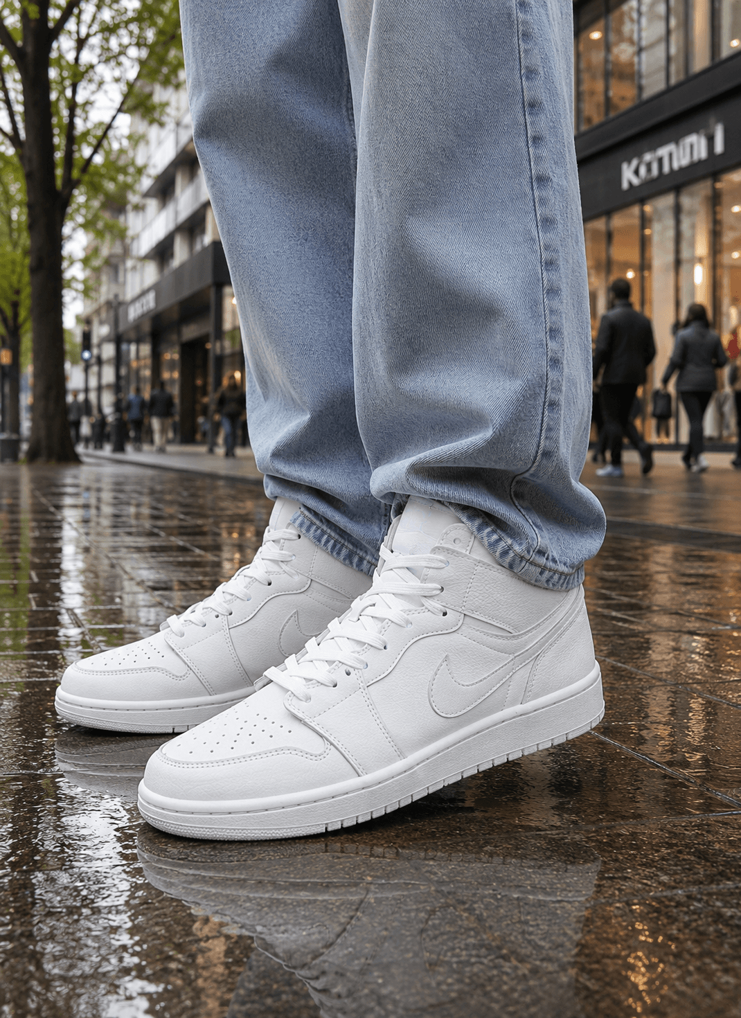 نایک مردانه جردن ۱ رنگ سفید Mid Shoes — تصویر ۲