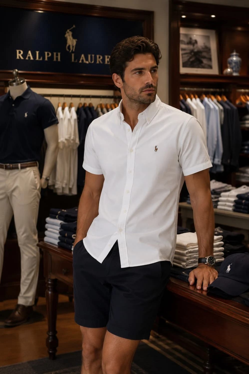 پیراهن آستین کوتاه سفید مردانه polo ralph lauren