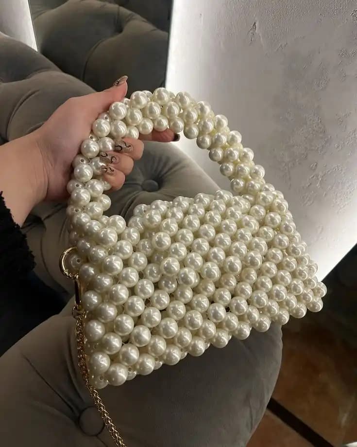 کیف مرواریدی سفید کوچک کد 204