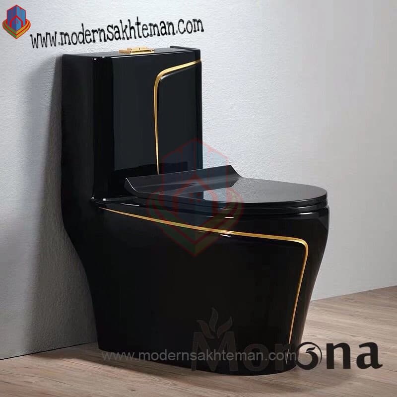 توالت فرنگی لوکس مشکی طلایی مدل HT_F3380