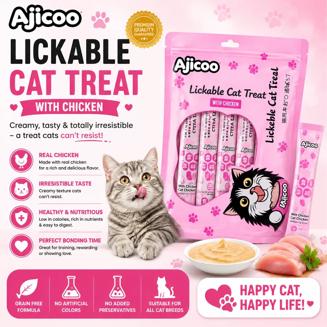 بستنی گربه با طعم مرغ ۱۰ عددی Ajicoo