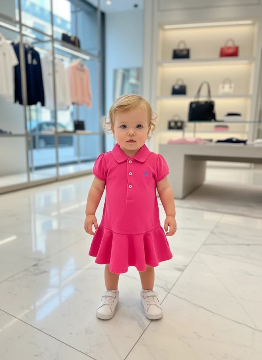 پیراهن بچگانه رالف لارن اورجینال سرخابی Ralph Lauren
