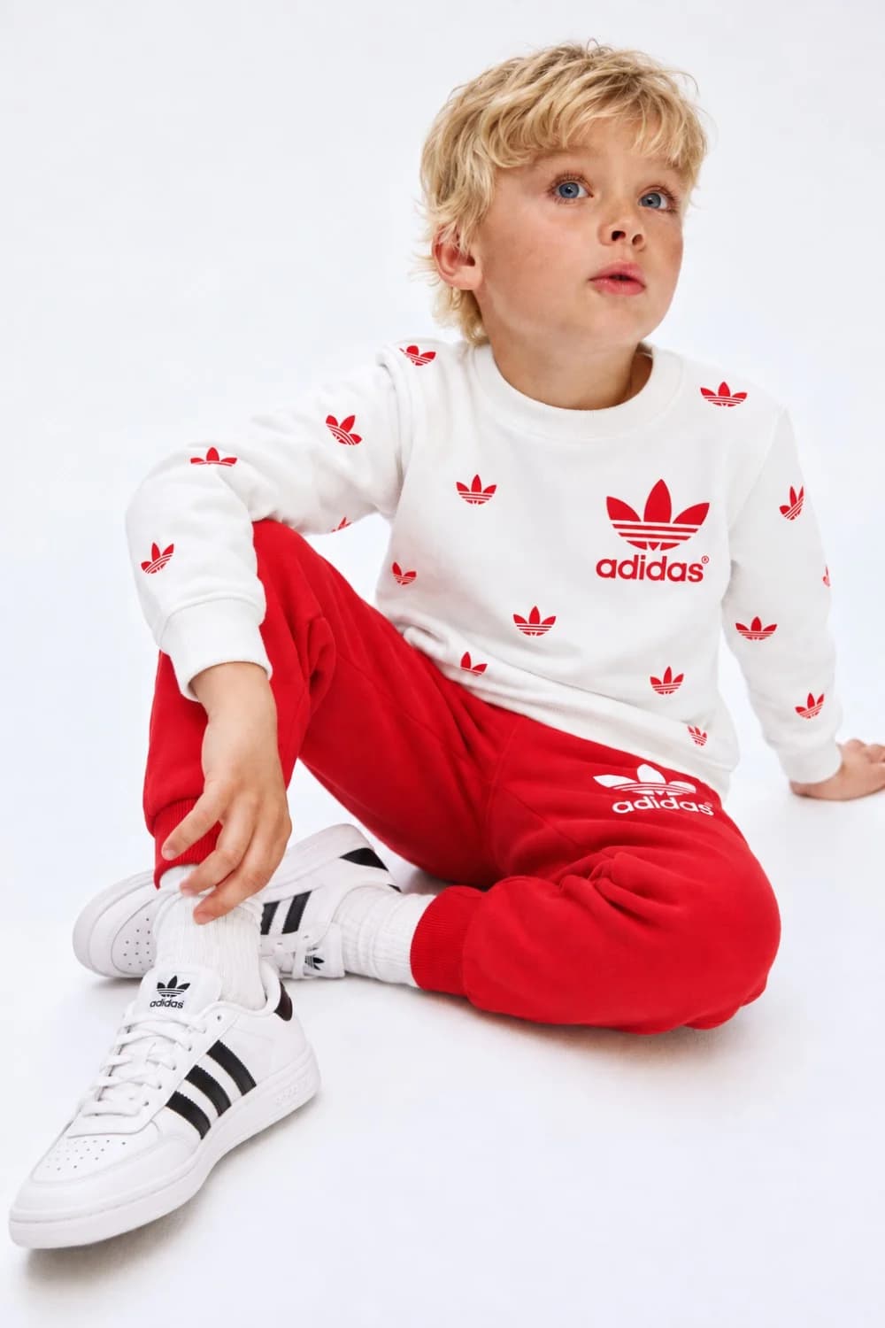 ست بلوز و شلوار بچگانه آدیداس adidas سفید قرمز — تصویر ۳