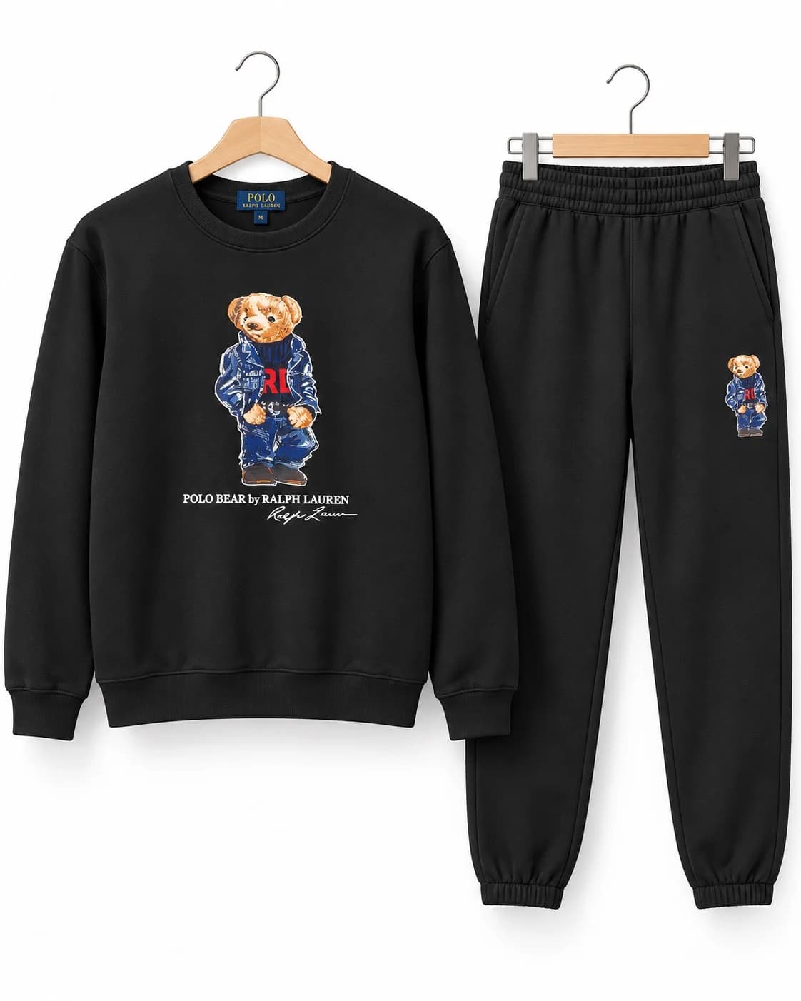 ست سویشرت شلوار بچگانه polo ralph lauren مدل polo bear مشکی — تصویر ۲