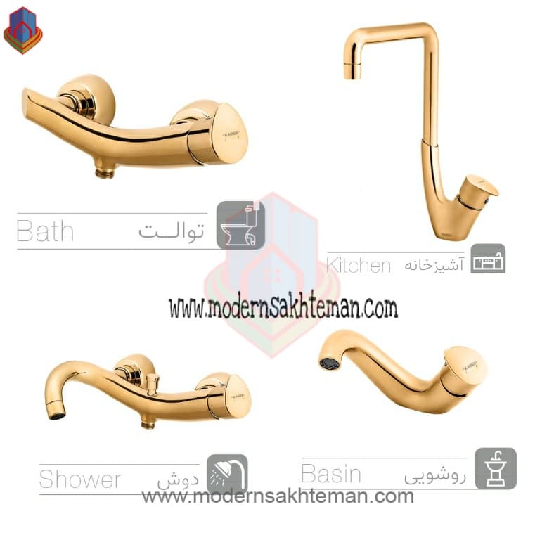 ست کامل شیرآلات کیسر مدل هیون طلایی