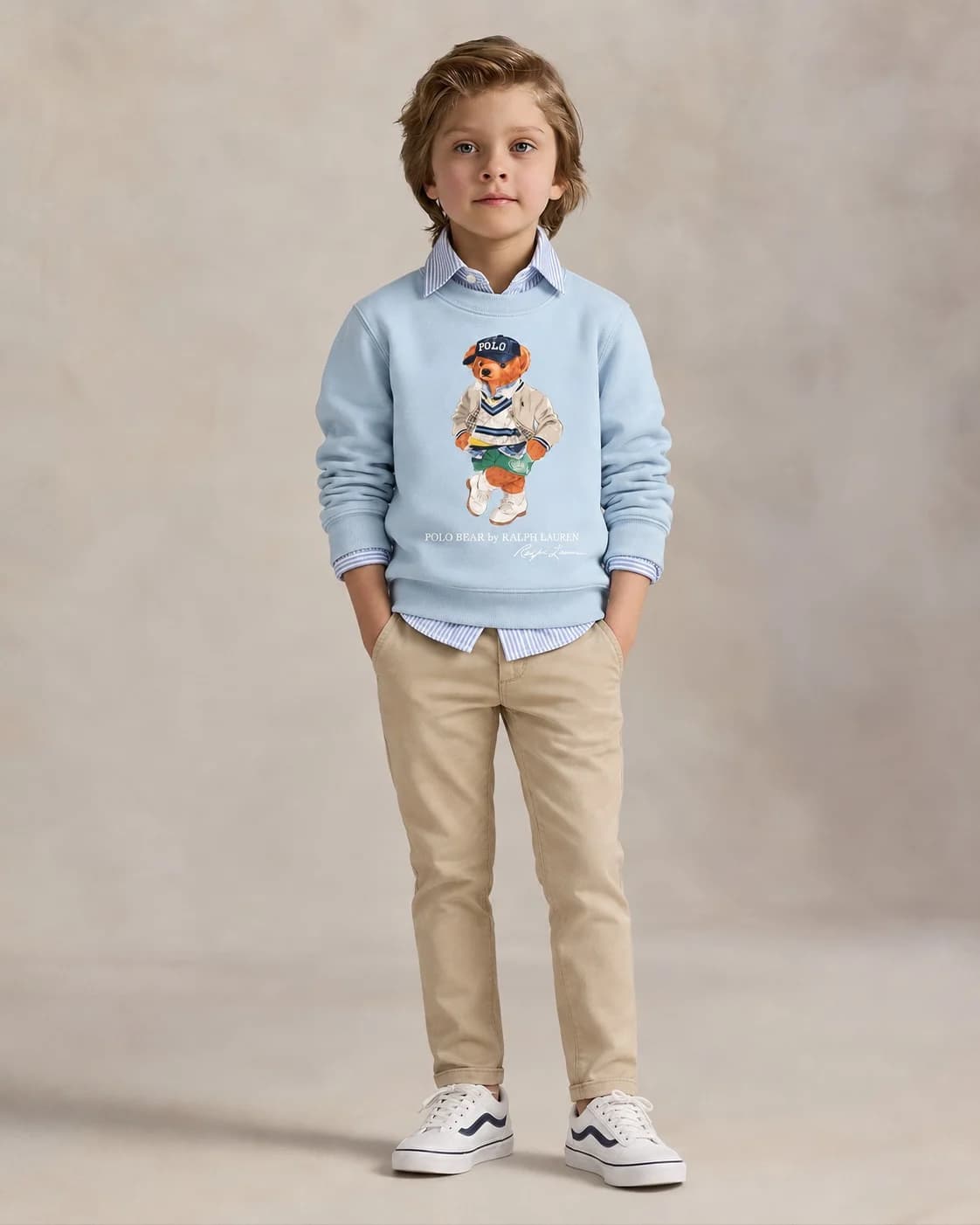 سویشرت پسرانه آبی آسمانی RALPH LAUREN مدل POLO BEAR