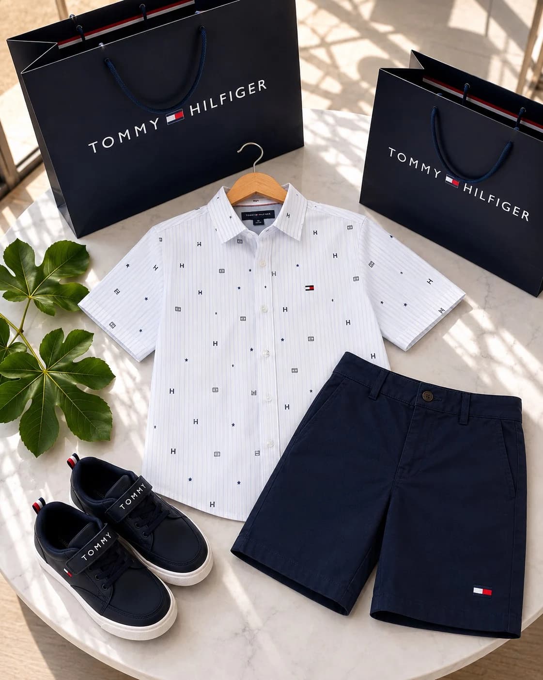 ست پیراهن و شلوارک پسرانه tommy hilifiger