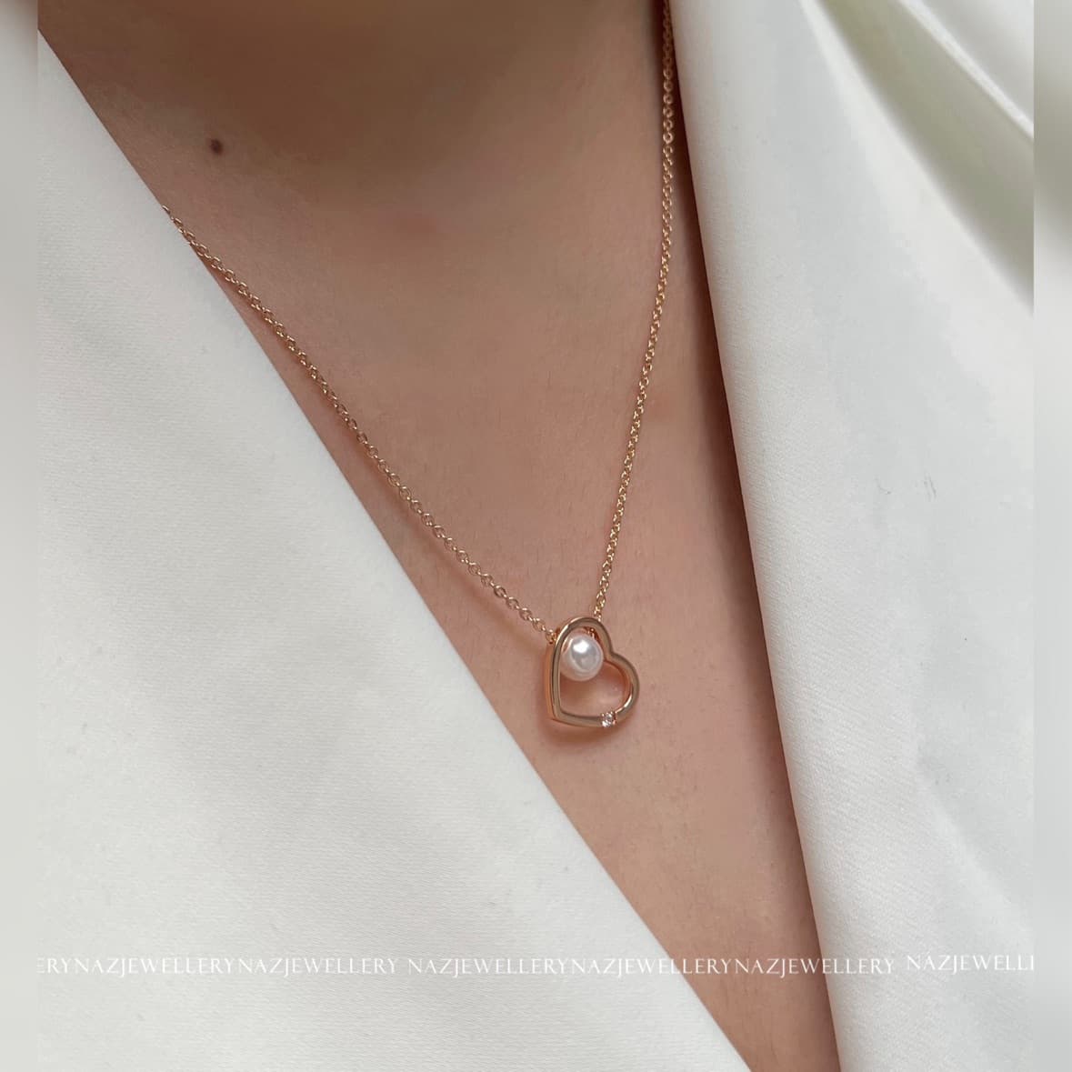 گردنبند قلب مرواریدی ژوپینگ