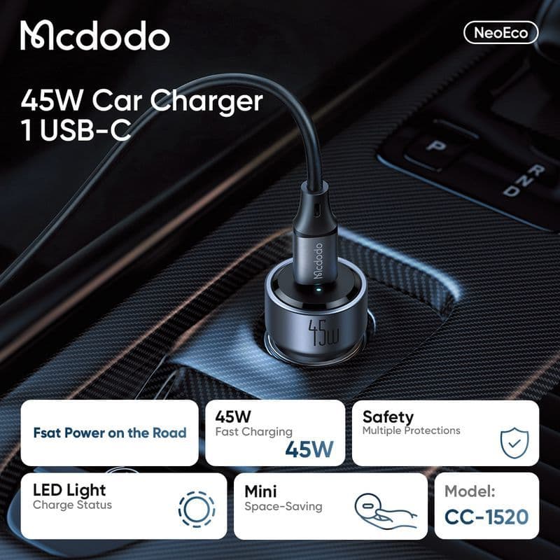 شارژر فندکی 45 وات (SFC2.0) مک دودو مدل CC-1520 — تصویر ۳