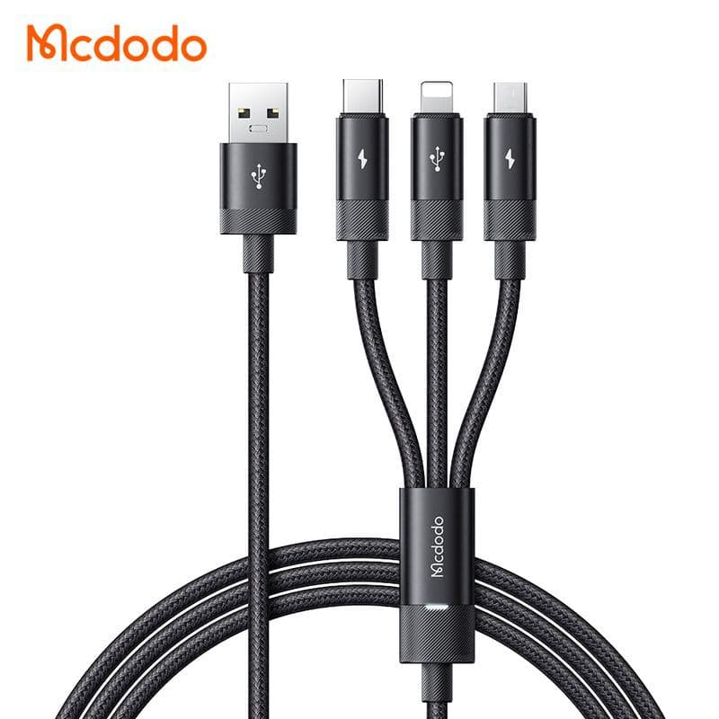 کابل شارژ سریع 3 کاره USB به میکرو+تایپ سی+لایتنینگ مک دودو CA-5790