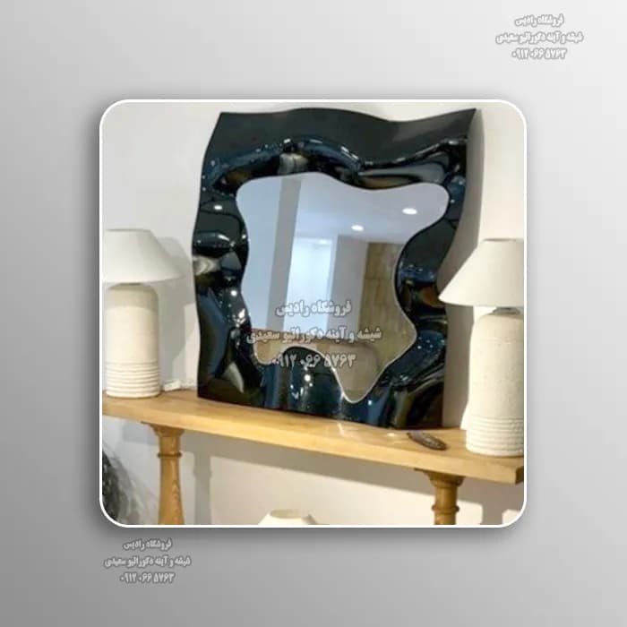 آینه دیواری دست ساز مدل کریستال دفرمه ( فریم برجسته – سه بعدی ) — تصویر ۳