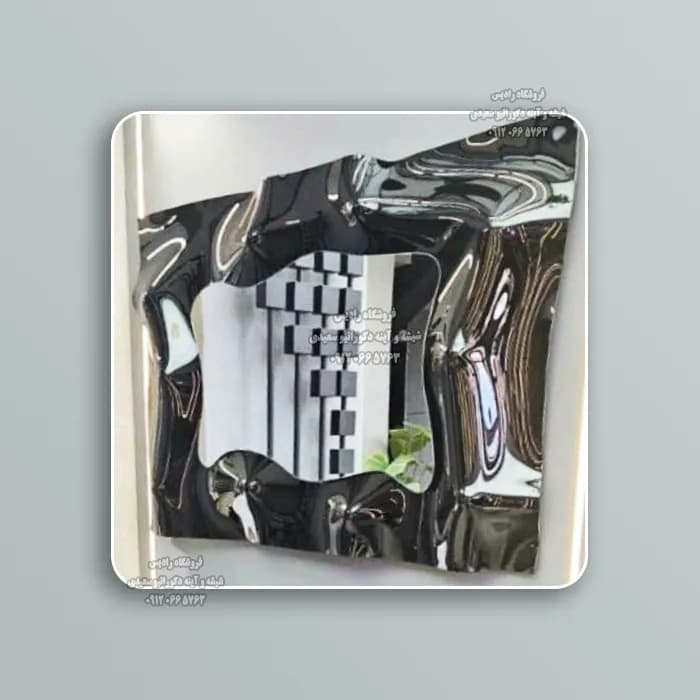 آینه دیواری دست ساز مدل کریستال دفرمه ( فریم برجسته – سه بعدی ) — تصویر ۵