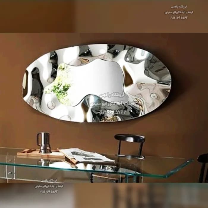 آینه قدی دست ساز مواج مدل کریستال بیضی — تصویر ۲