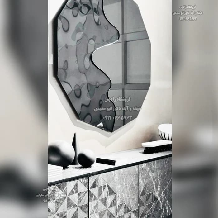 آینه دیواری دست ساز مدل کریستال N ( فریم برجسته – سه بعدی )
