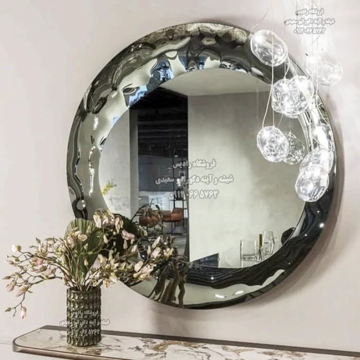 آینه دیواری دست ساز مدل ماه دفرمه ( سه بعدی – فریم برجسته )