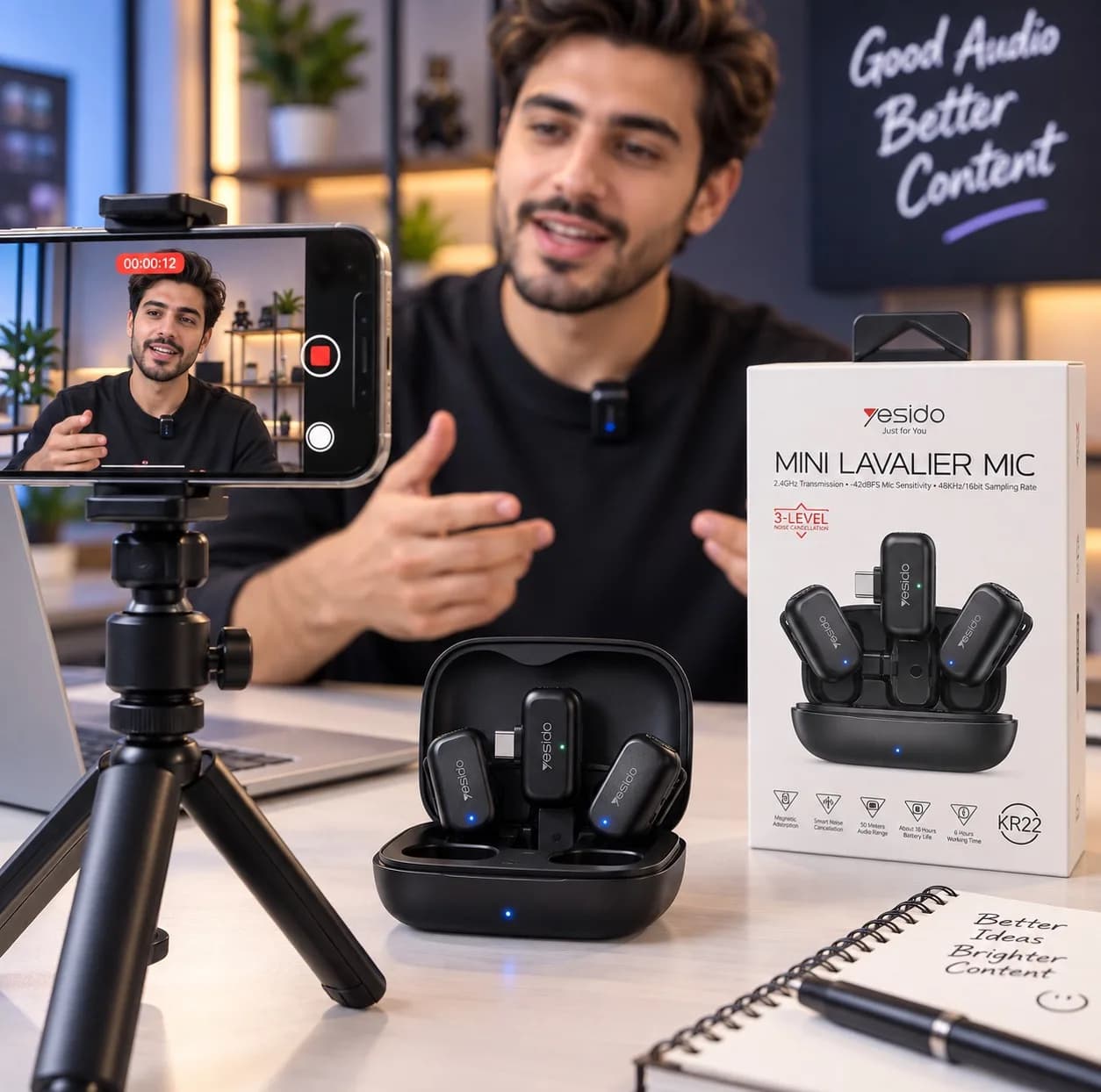 میکروفون یقه ای یسیدو مدل KR22 با درگاه اتصال Type-C — تصویر ۸