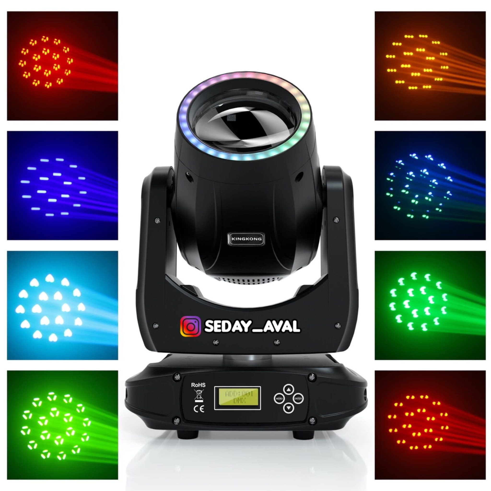 مویینگ غلطکی بیم رینگ لایت دار 150w وات Pro — تصویر ۶