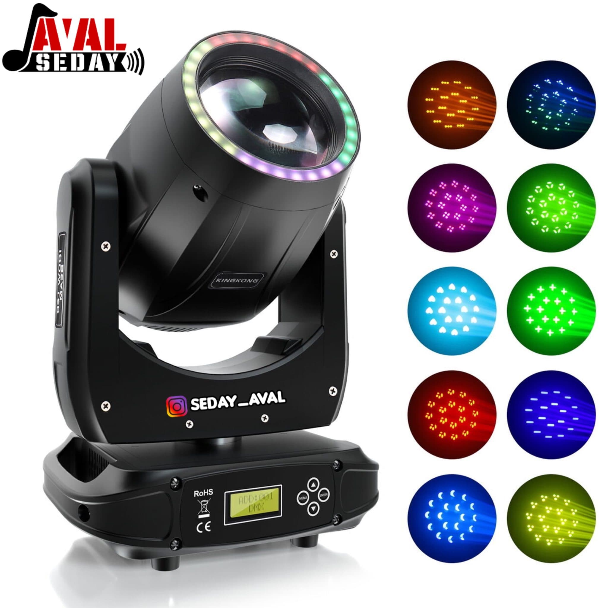 مویینگ غلطکی بیم رینگ لایت دار 150w وات Pro — تصویر ۵
