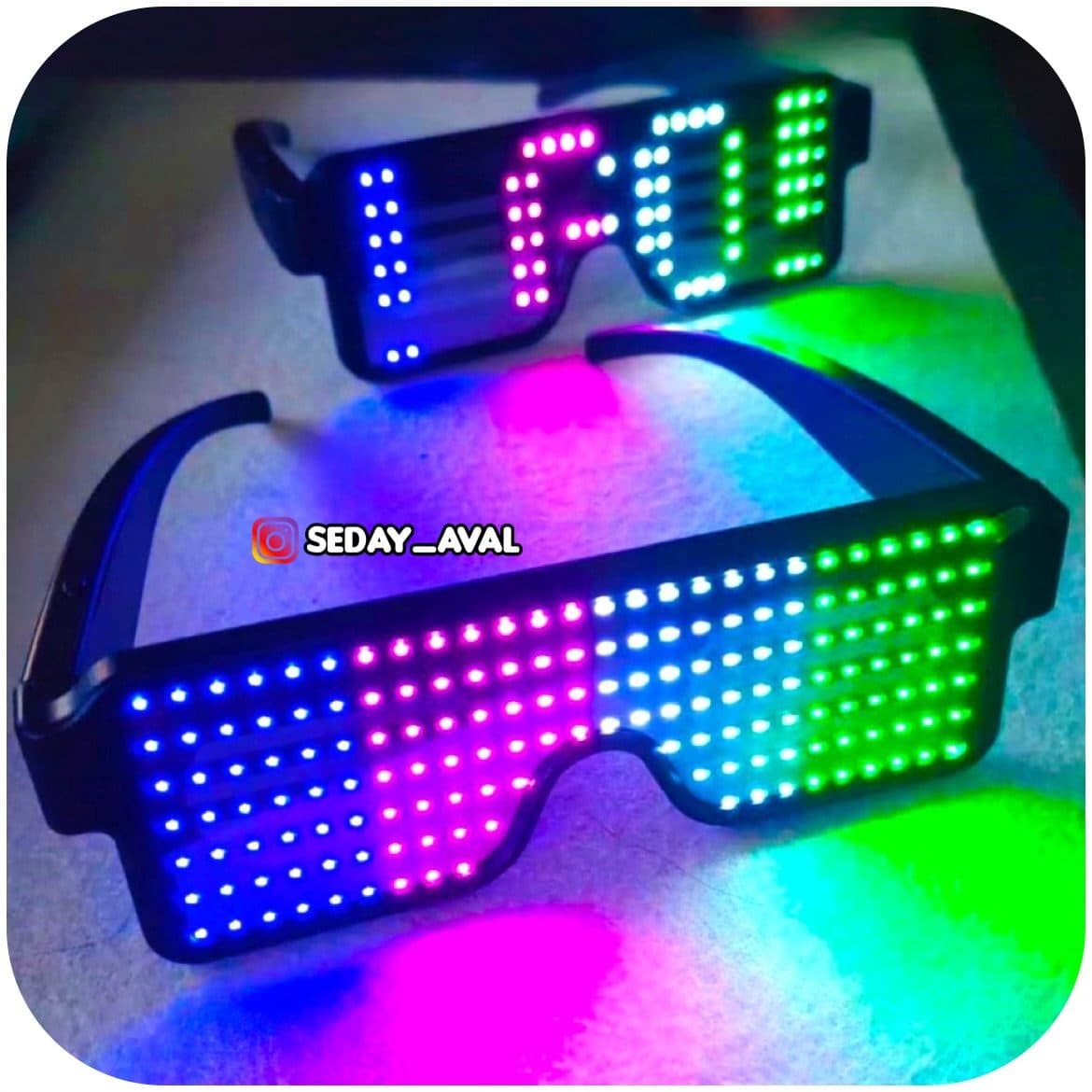 عینک دیجی DJ مولتی کالر چهار رنگ LED