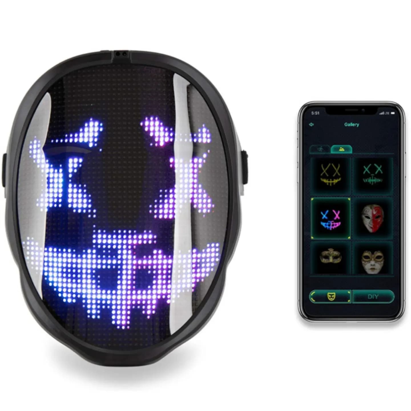 ماسک(نقاب) LED فولکالر بلوتوث دار dj دیجی — تصویر ۴