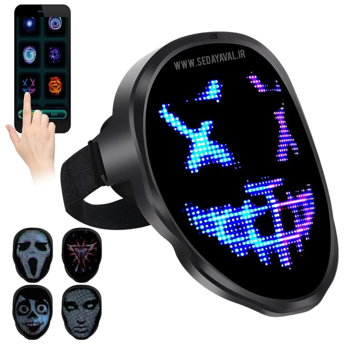 ماسک(نقاب) LED فولکالر بلوتوث دار dj دیجی — تصویر ۲