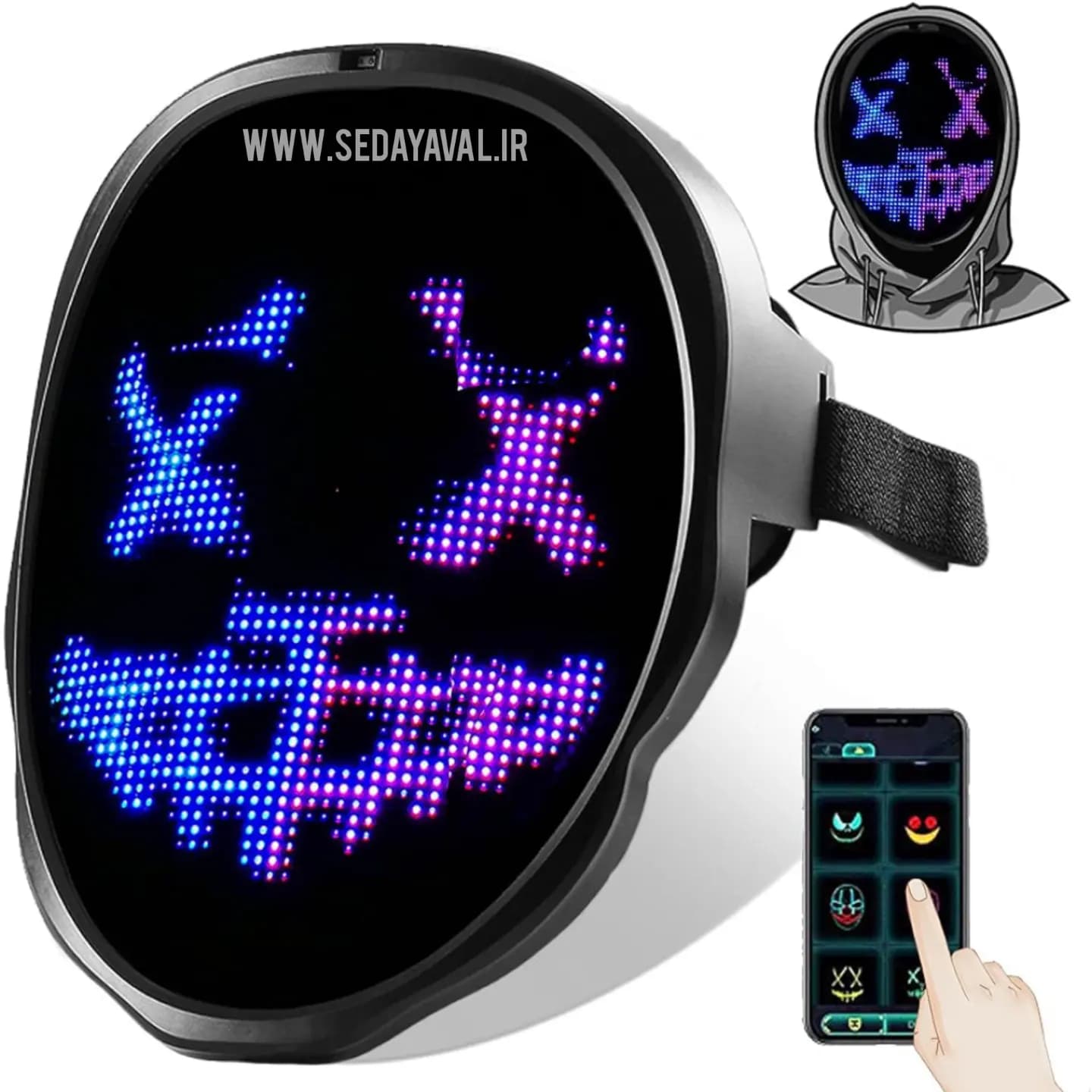 ماسک(نقاب) LED فولکالر بلوتوث دار dj دیجی