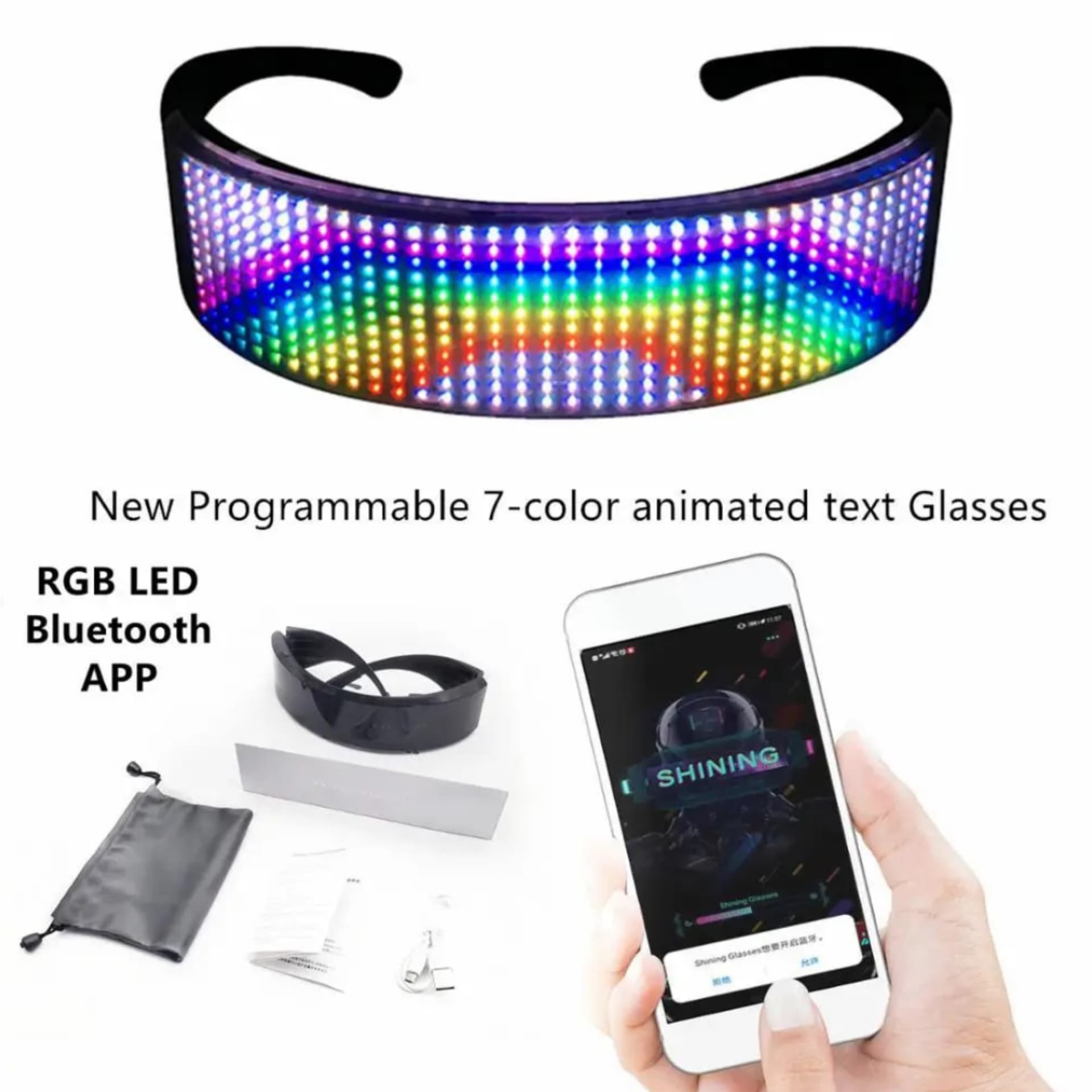 عینک بلوتوث دار LED فولکالر dj دیجی + پلاس — تصویر ۴