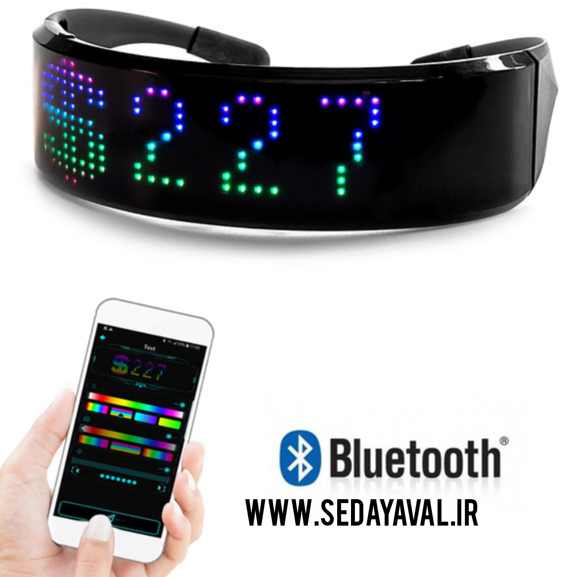 عینک بلوتوث دار LED فولکالر dj دیجی + پلاس — تصویر ۲