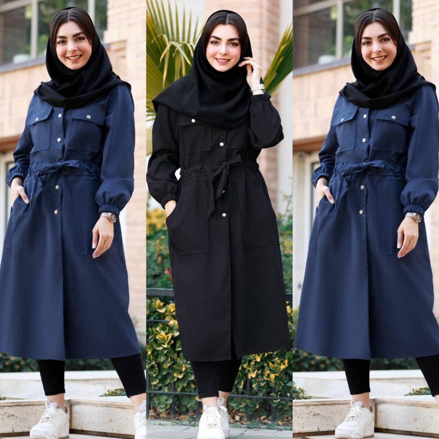 مانتو اسپرت وفا طرح ونیزی جیب‌دار زنانه، جنس پرشین مکانیک (کد: 4746)