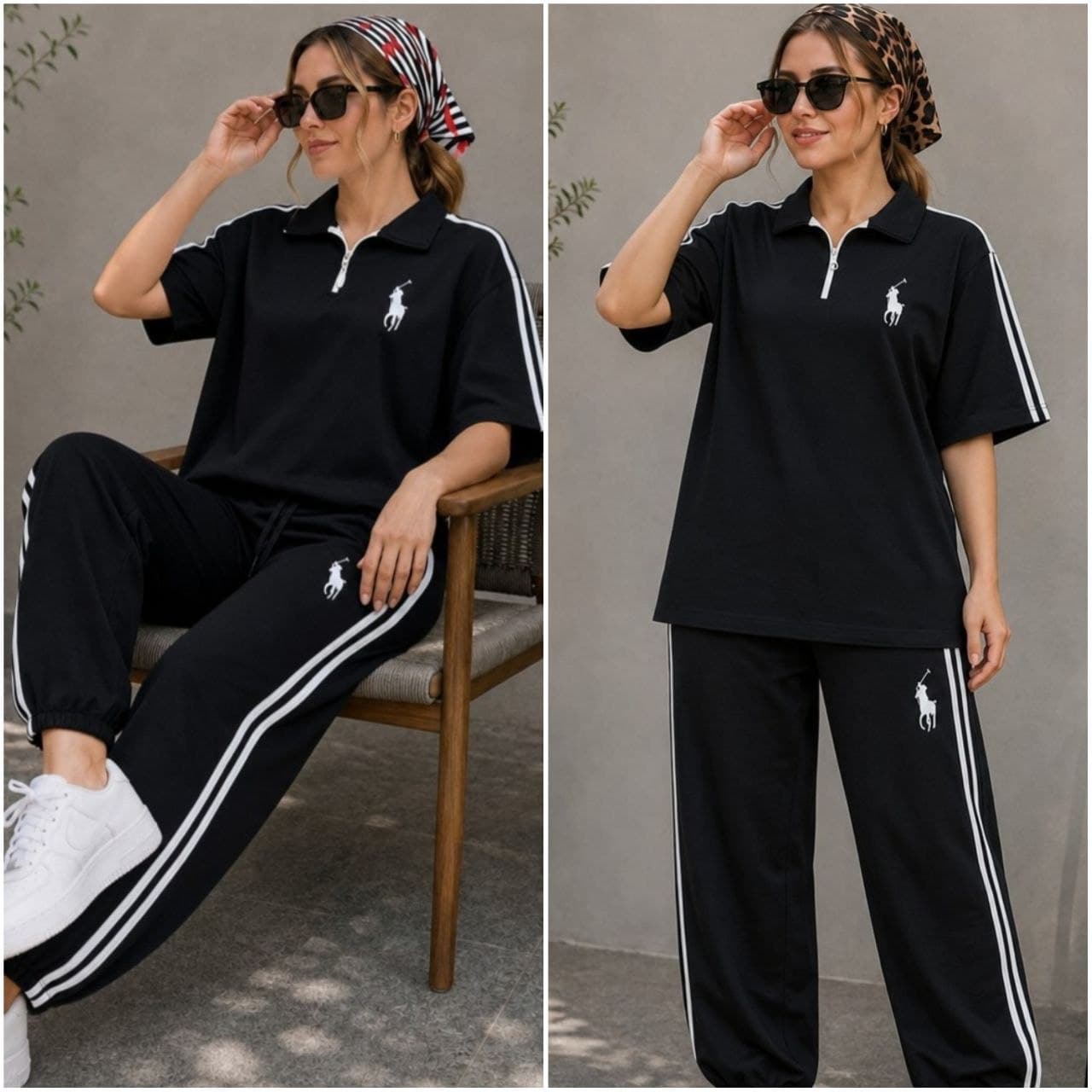 ست تیشرت و شلوار زنانه نادین، پارچه پنبه گلکسی، طرح اسپرت (کد: 23187) — تصویر ۶