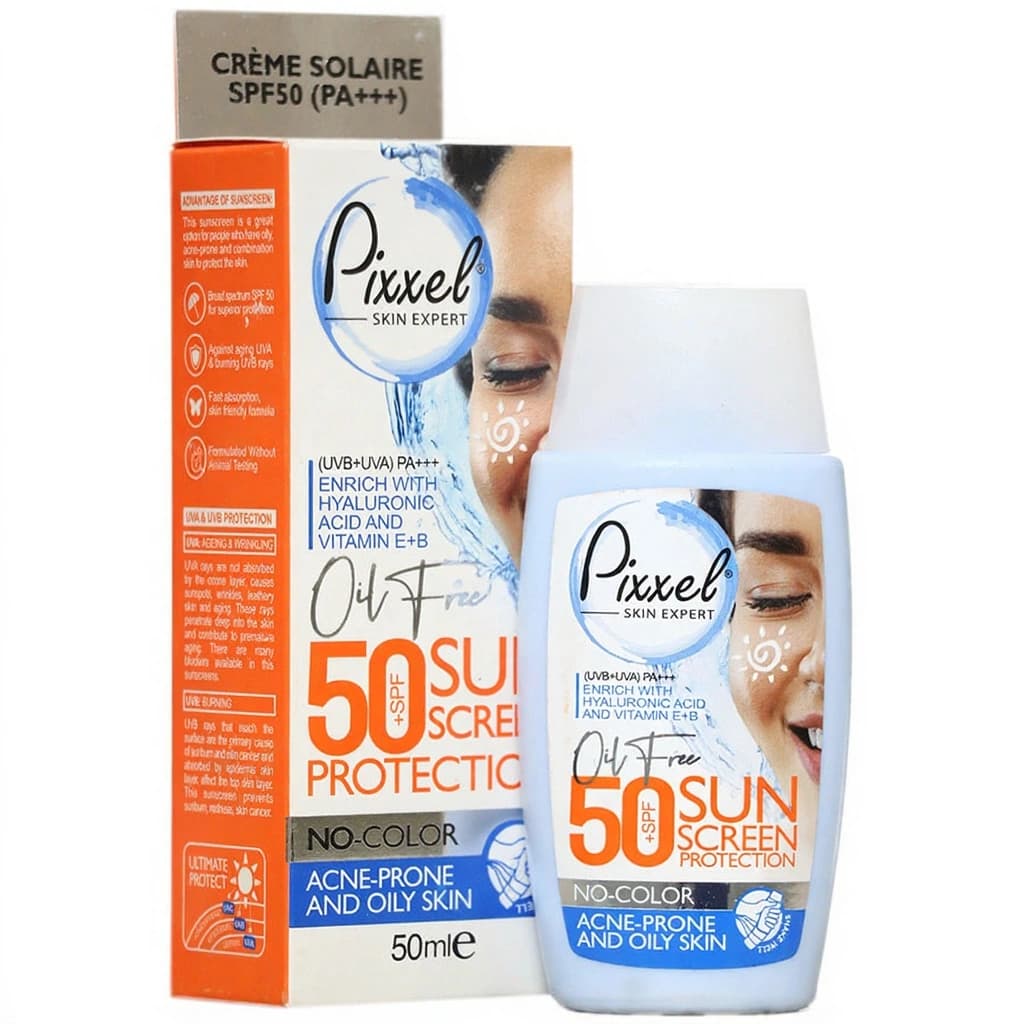 کرم ضد آفتاب بدون رنگ پیکسل SPF50 مناسب پوست چرب و مستعد آکنه حجم ۵۰ میلی لیتر
