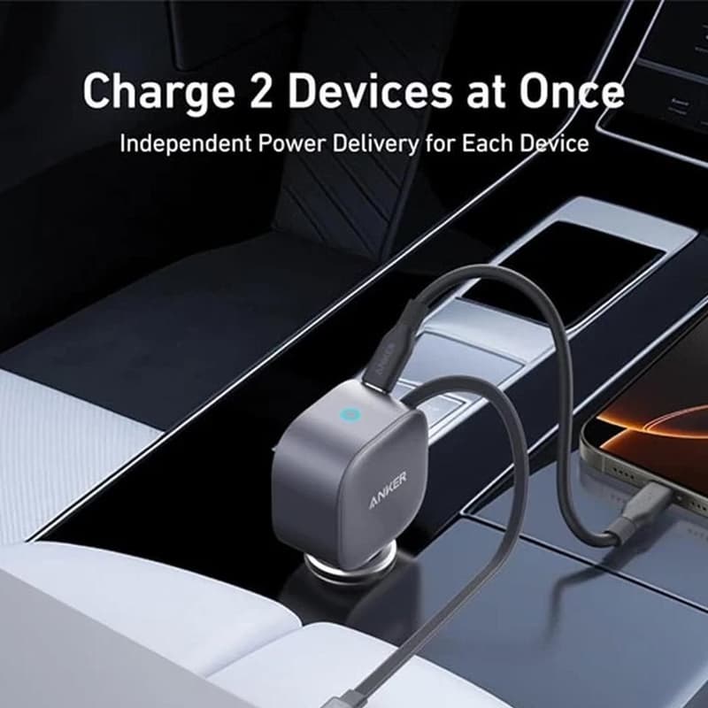 شارژر فندکی انکر مدل A2738HA2 75W کابل متصل Type-C به Type-C (خاکستری) — تصویر ۴