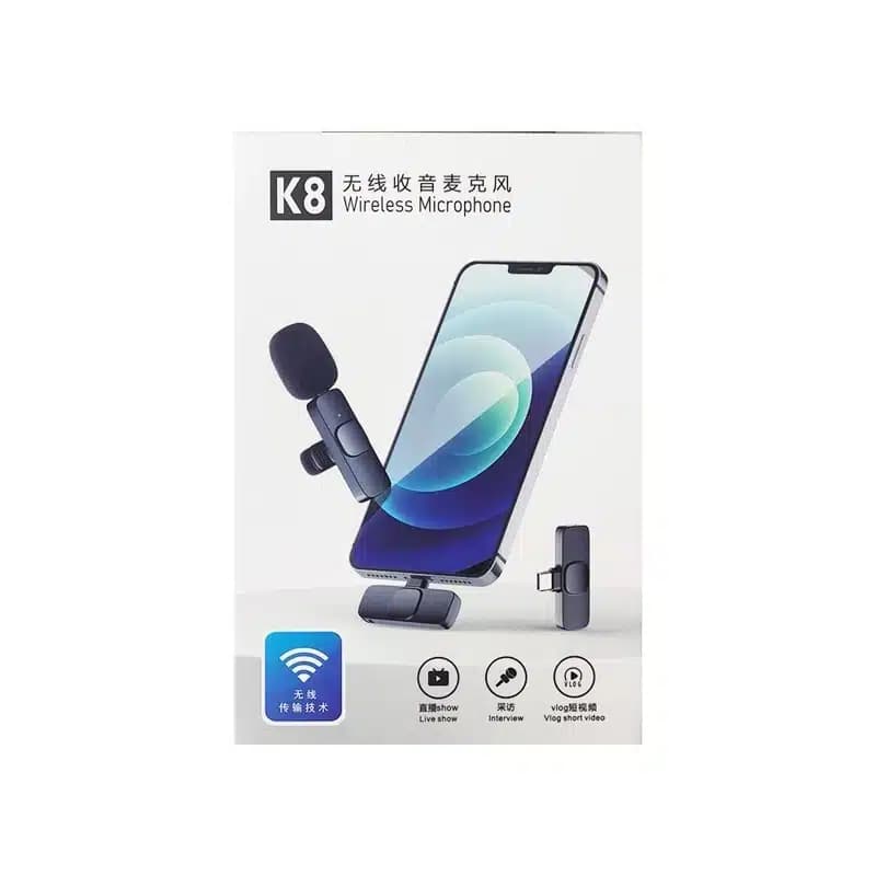 میکروفن یقه‌ای بی‌سیم مدل K8 با الگوی قطبی Omnidirectional