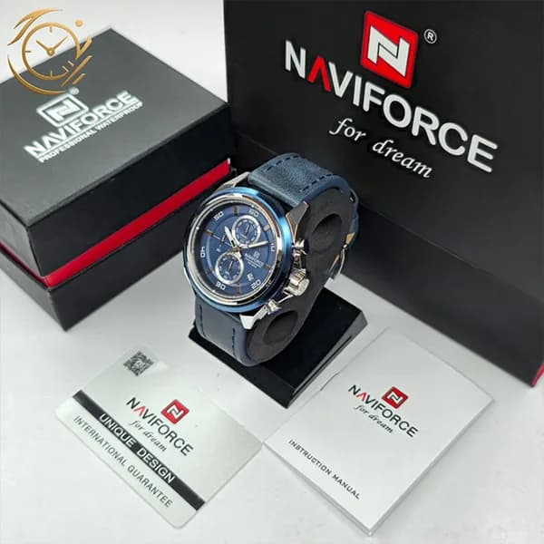ساعت مچی مردانه نوی‌فورس (Naviforce) nf8075 اورجینال کرنوگراف | بند چرمی کلاسیک | کد 336 — تصویر ۱۱