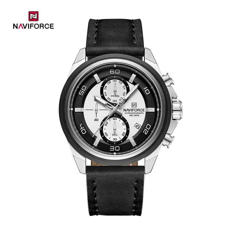 ساعت مچی مردانه نوی‌فورس (Naviforce) nf8075 اورجینال کرنوگراف | بند چرمی کلاسیک | کد 336 — تصویر ۵