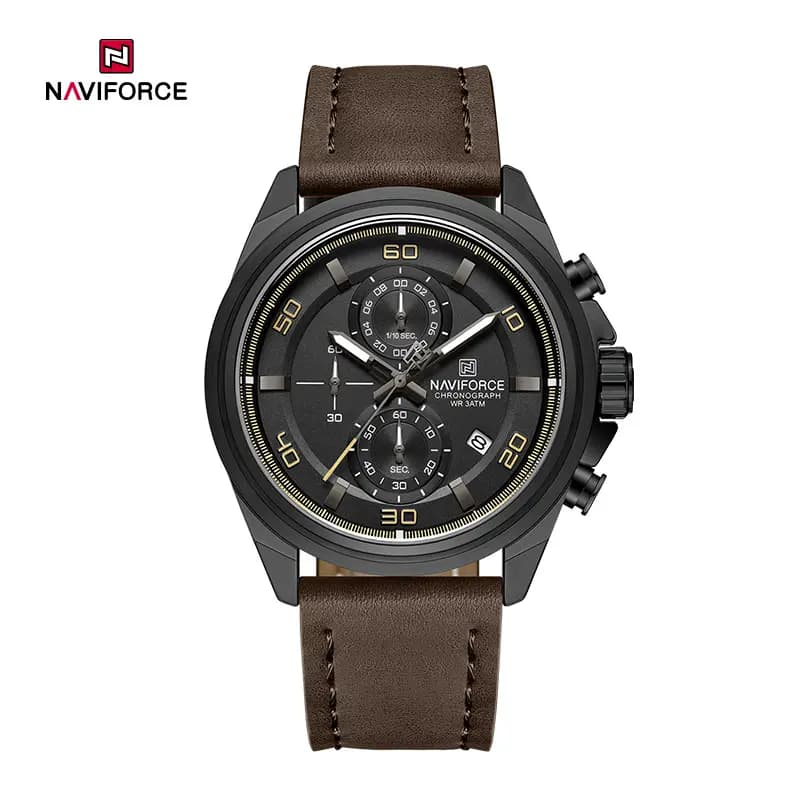 ساعت مچی مردانه نوی‌فورس (Naviforce) nf8075 اورجینال کرنوگراف | بند چرمی کلاسیک | کد 336 — تصویر ۸