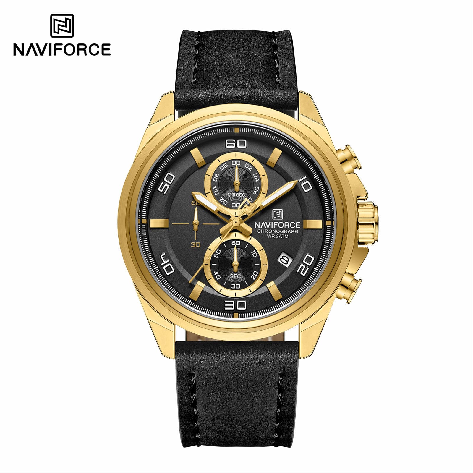 ساعت مچی مردانه نوی‌فورس (Naviforce) nf8075 اورجینال کرنوگراف | بند چرمی کلاسیک | کد 336 — تصویر ۲
