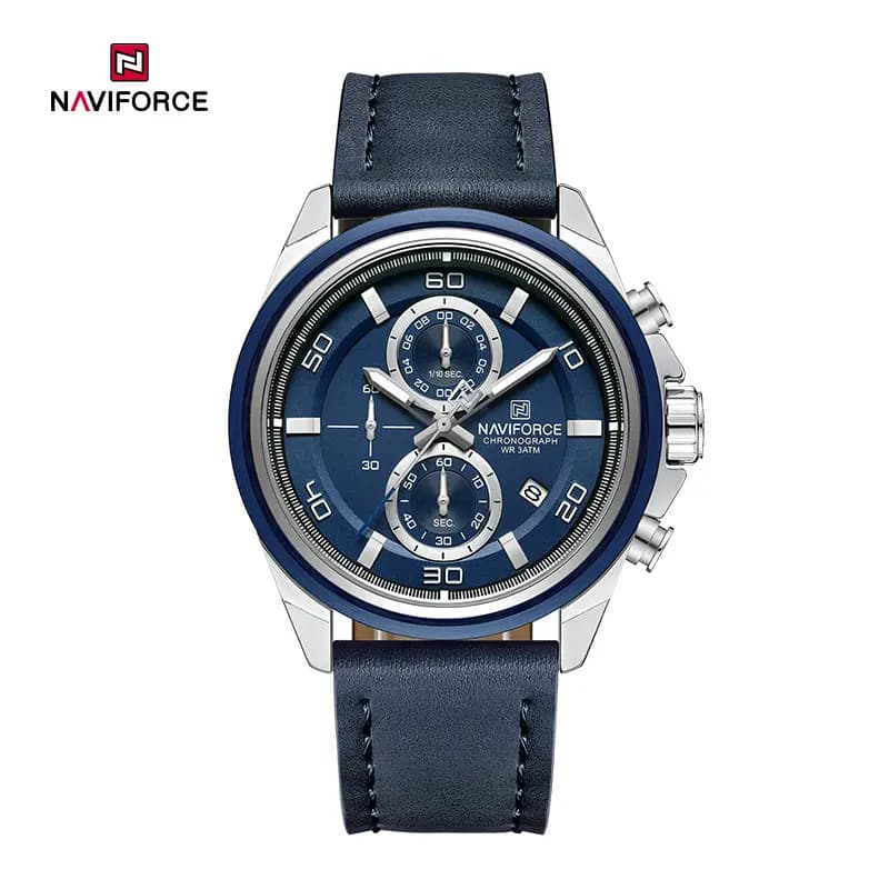 ساعت مچی مردانه نوی‌فورس (Naviforce) nf8075 اورجینال کرنوگراف | بند چرمی کلاسیک | کد 336 — تصویر ۹